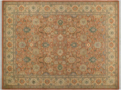 handmade Transitional Lahore Rust Beige Hand Knotted RECTANGLE 100% WOOL area rug 9x12