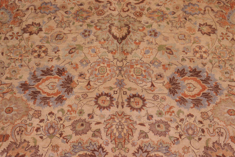 handmade Transitional Mehal Tan Lt. Green Hand Knotted RECTANGLE 100% WOOL area rug 9x12