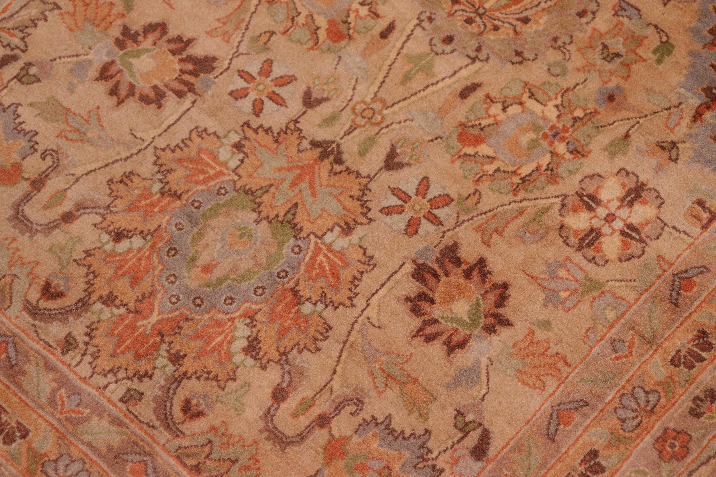 handmade Transitional Mehal Tan Lt. Green Hand Knotted RECTANGLE 100% WOOL area rug 9x12