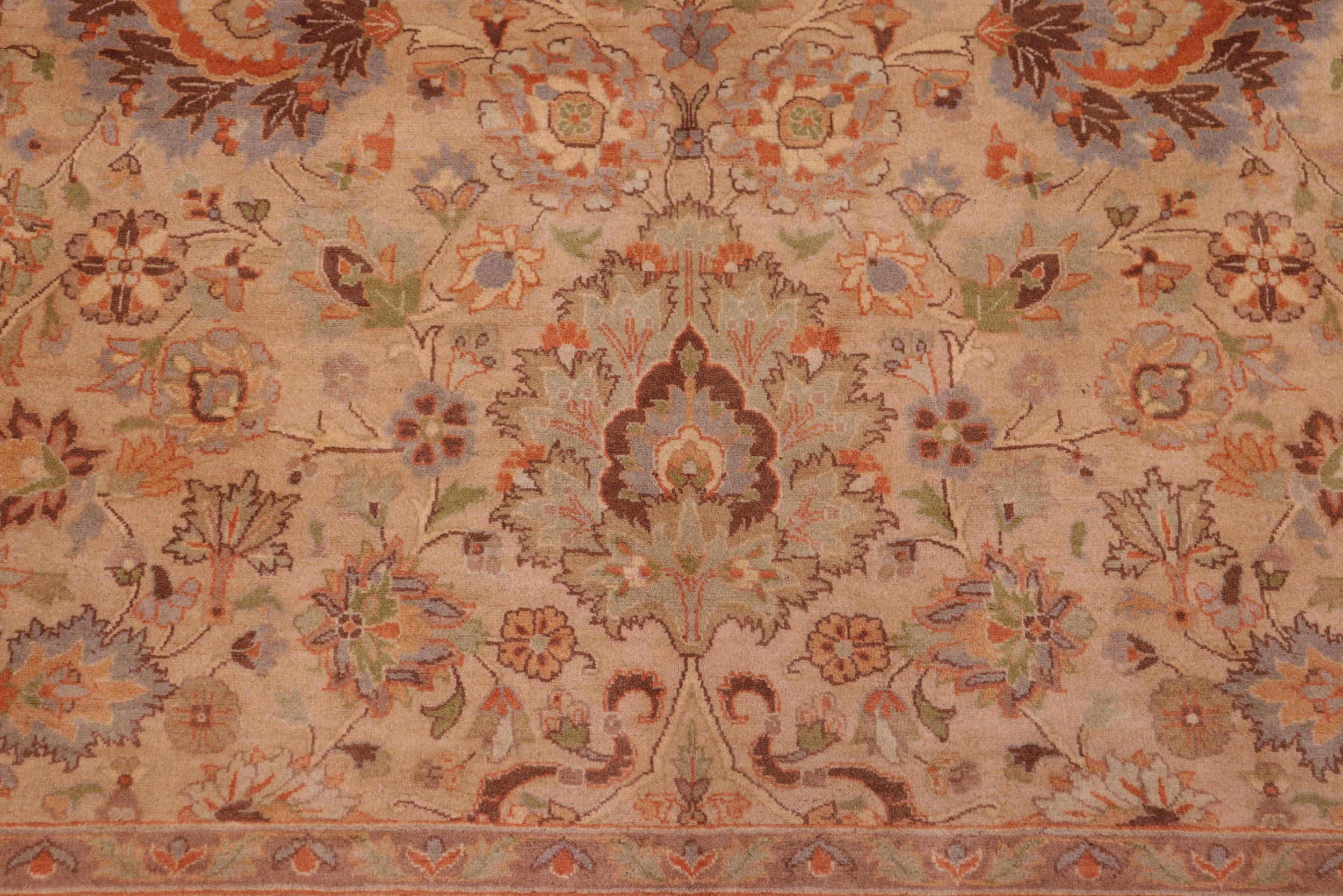 handmade Transitional Mehal Tan Lt. Green Hand Knotted RECTANGLE 100% WOOL area rug 9x12