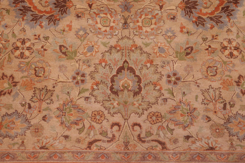 handmade Transitional Mehal Tan Lt. Green Hand Knotted RECTANGLE 100% WOOL area rug 9x12