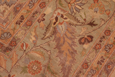 handmade Transitional Mehal Tan Lt. Green Hand Knotted RECTANGLE 100% WOOL area rug 9x12