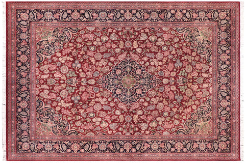 handmade Traditional Kashan Red Blue Hand Knotted RECTANGLE 100% WOOL area rug 9x12