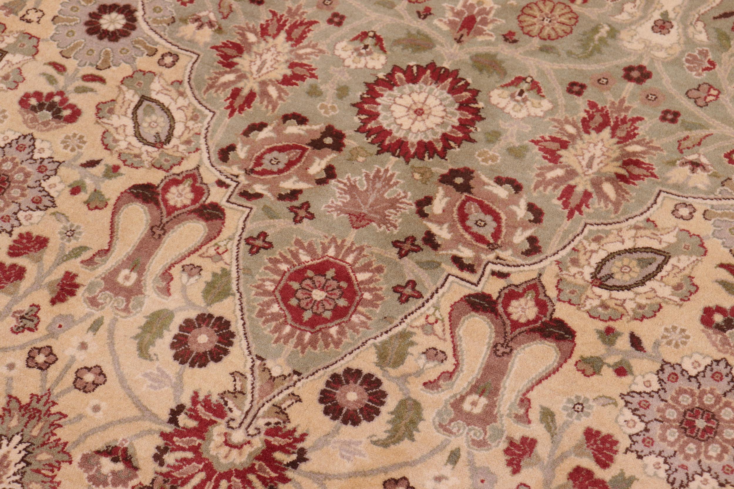 handmade Traditional Tabriz Gold Green Hand Knotted RECTANGLE 100% WOOL area rug 9x12