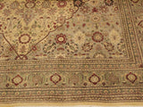 handmade Traditional Tabriz Gold Green Hand Knotted RECTANGLE 100% WOOL area rug 9x12