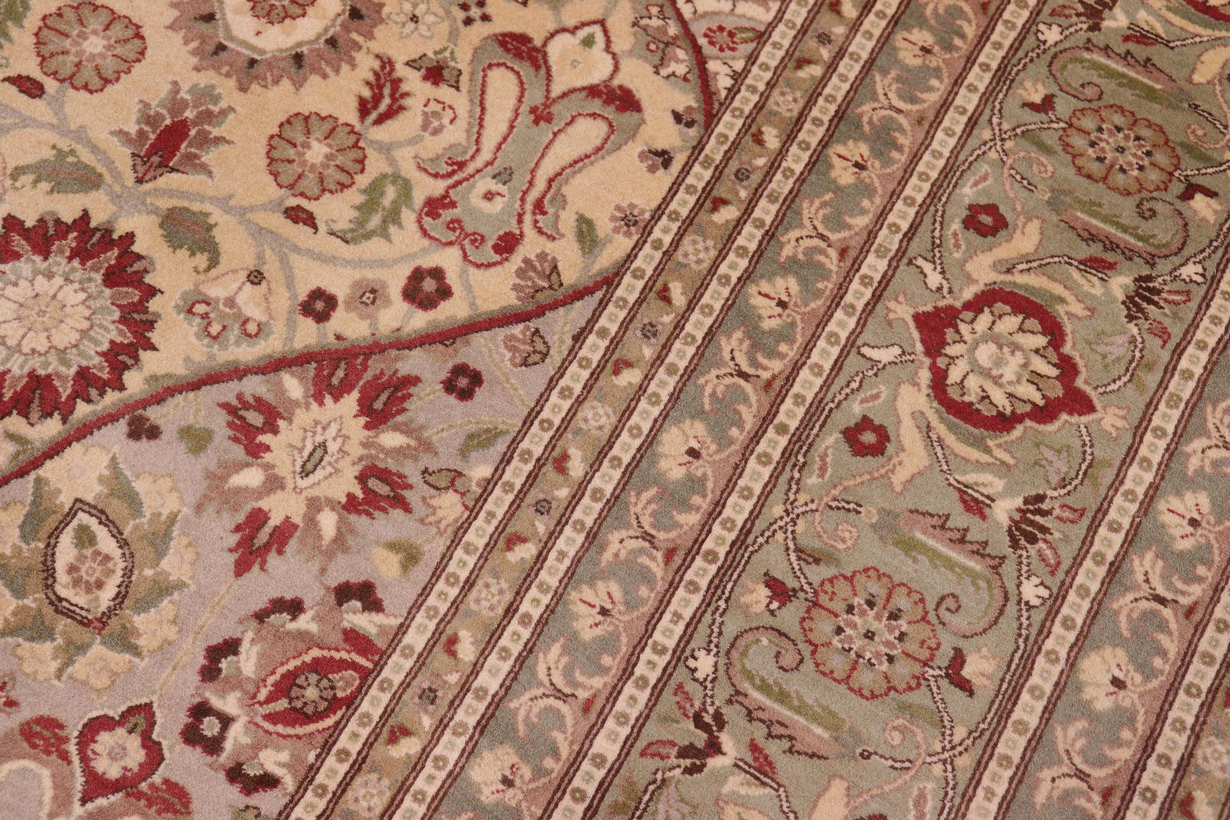 handmade Traditional Tabriz Gold Green Hand Knotted RECTANGLE 100% WOOL area rug 9x12