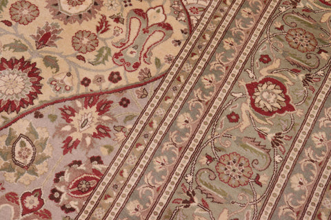 handmade Traditional Tabriz Gold Green Hand Knotted RECTANGLE 100% WOOL area rug 9x12