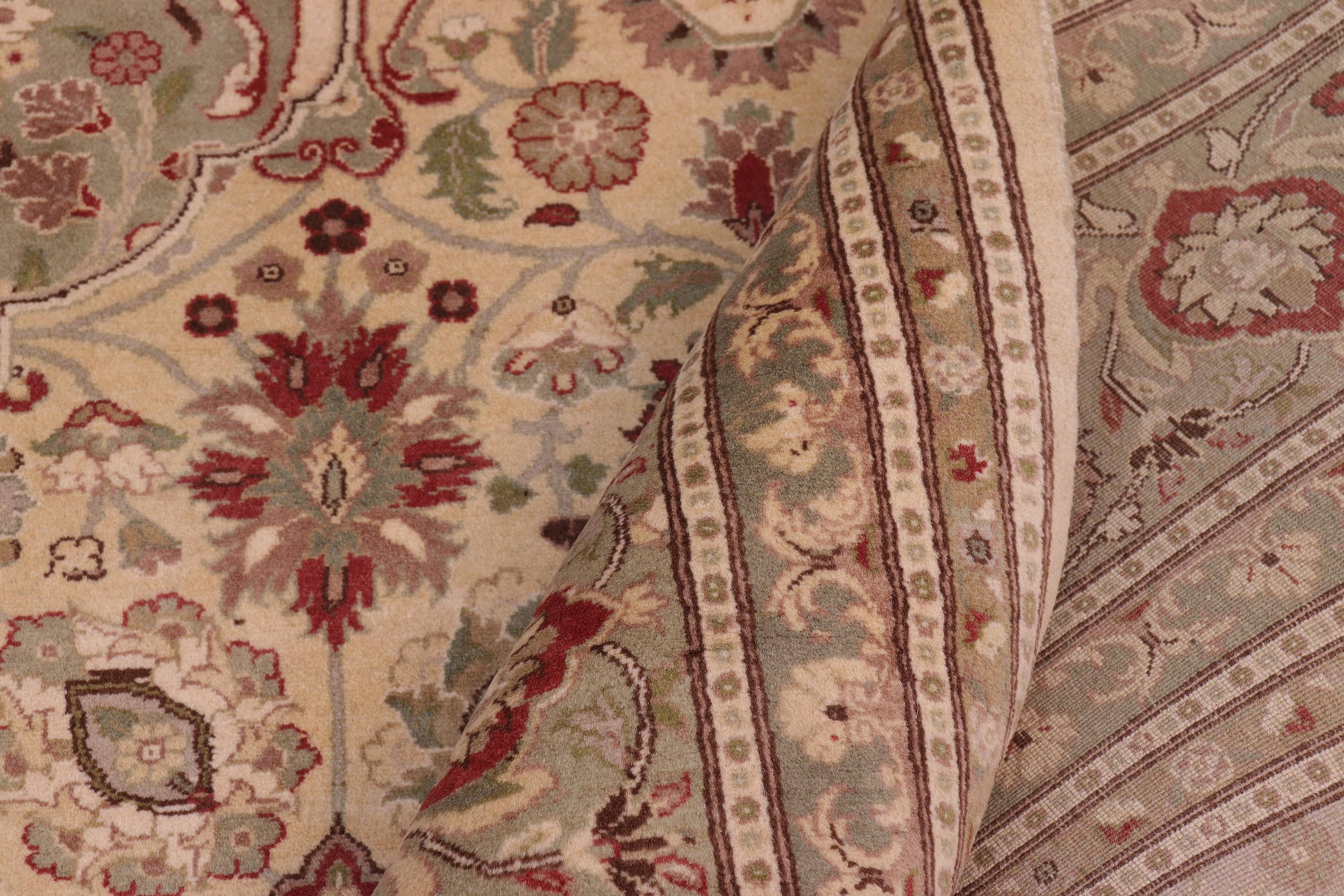 handmade Traditional Tabriz Gold Green Hand Knotted RECTANGLE 100% WOOL area rug 9x12