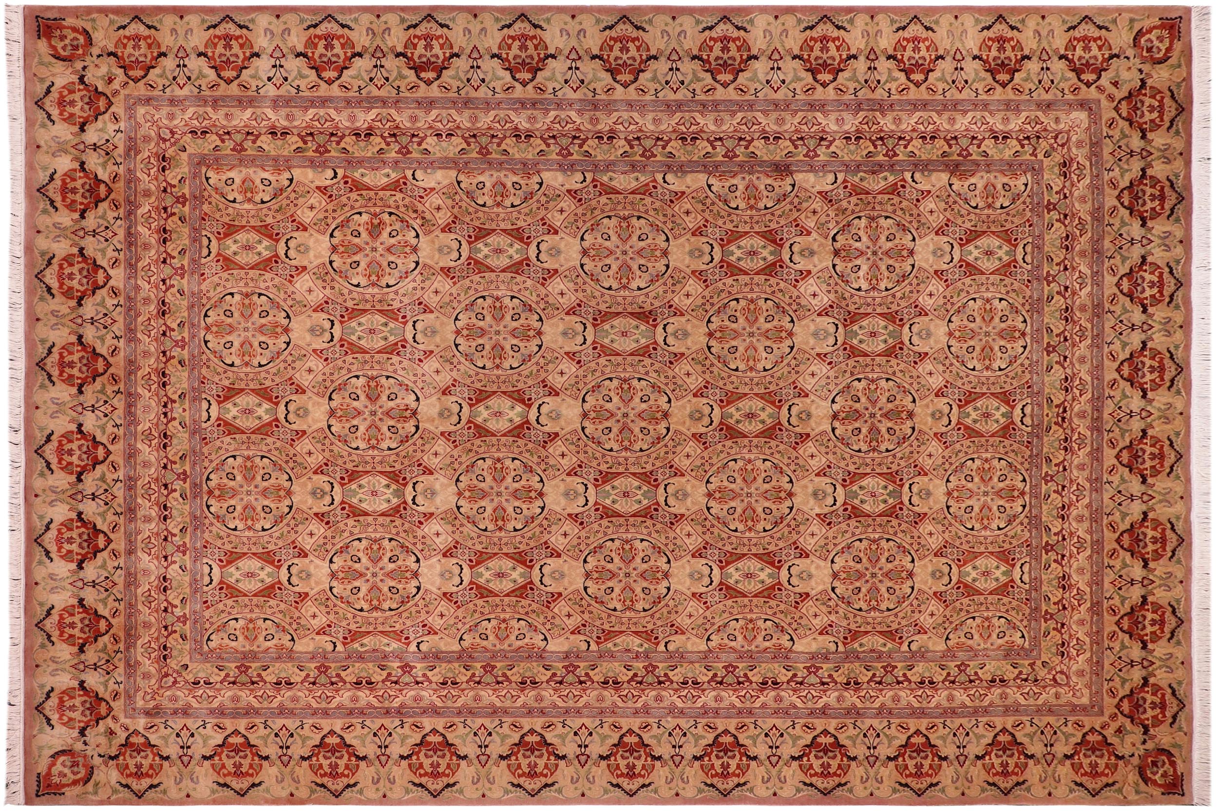 handmade Transitional Paracha Taupe Beige Hand Knotted RECTANGLE 100% WOOL area rug 9x12