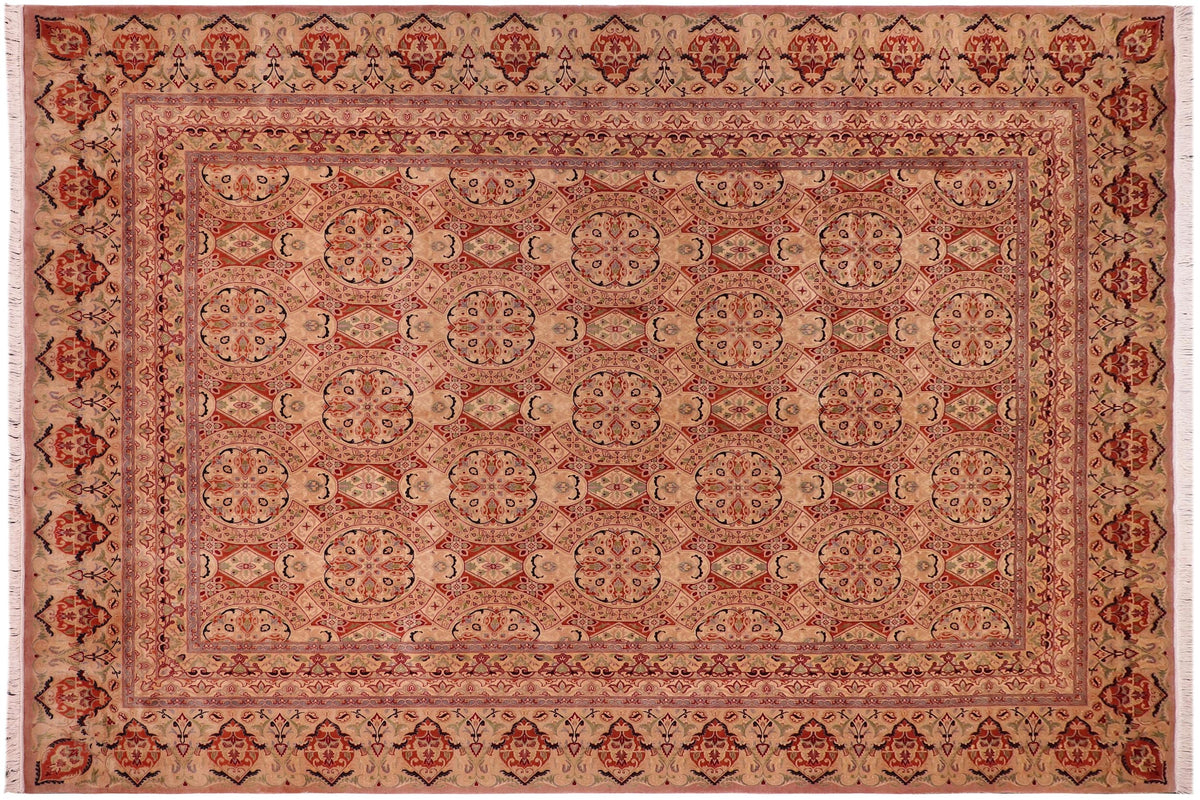 handmade Transitional Paracha Taupe Beige Hand Knotted RECTANGLE 100% WOOL area rug 9x12
