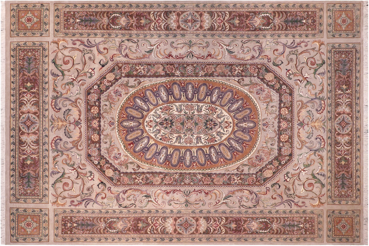 handmade Traditional New Tamor Lt. Gray Lt. Brown Hand Knotted RECTANGLE 100% WOOL area rug 9x12
