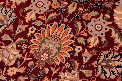 handmade Traditional Lahore Red Beige Hand Knotted RECTANGLE 100% WOOL area rug 9x13