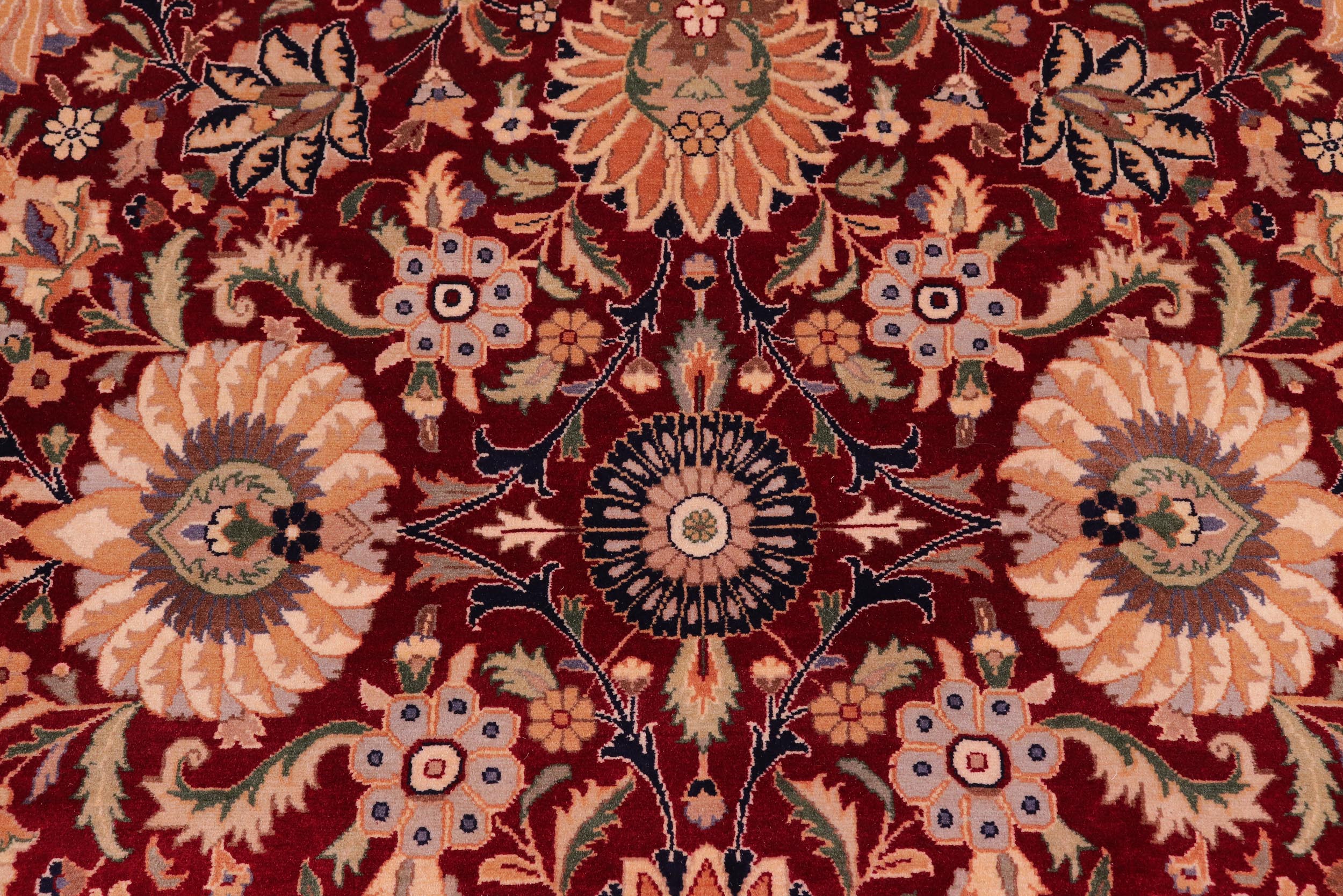 handmade Traditional Lahore Red Beige Hand Knotted RECTANGLE 100% WOOL area rug 9x13