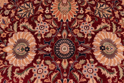 handmade Traditional Lahore Red Beige Hand Knotted RECTANGLE 100% WOOL area rug 9x13