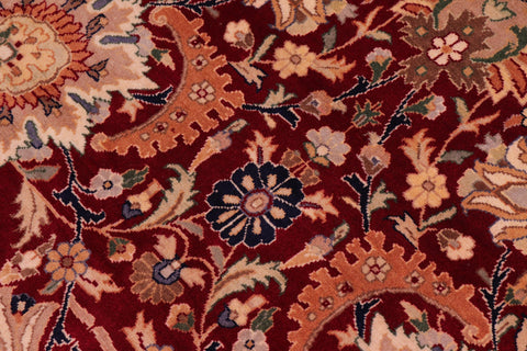 handmade Traditional Lahore Red Beige Hand Knotted RECTANGLE 100% WOOL area rug 9x13