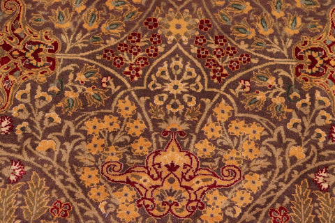 handmade Traditional New Wahid Brown Ivory Hand Knotted RECTANGLE 100% WOOL area rug 9x12