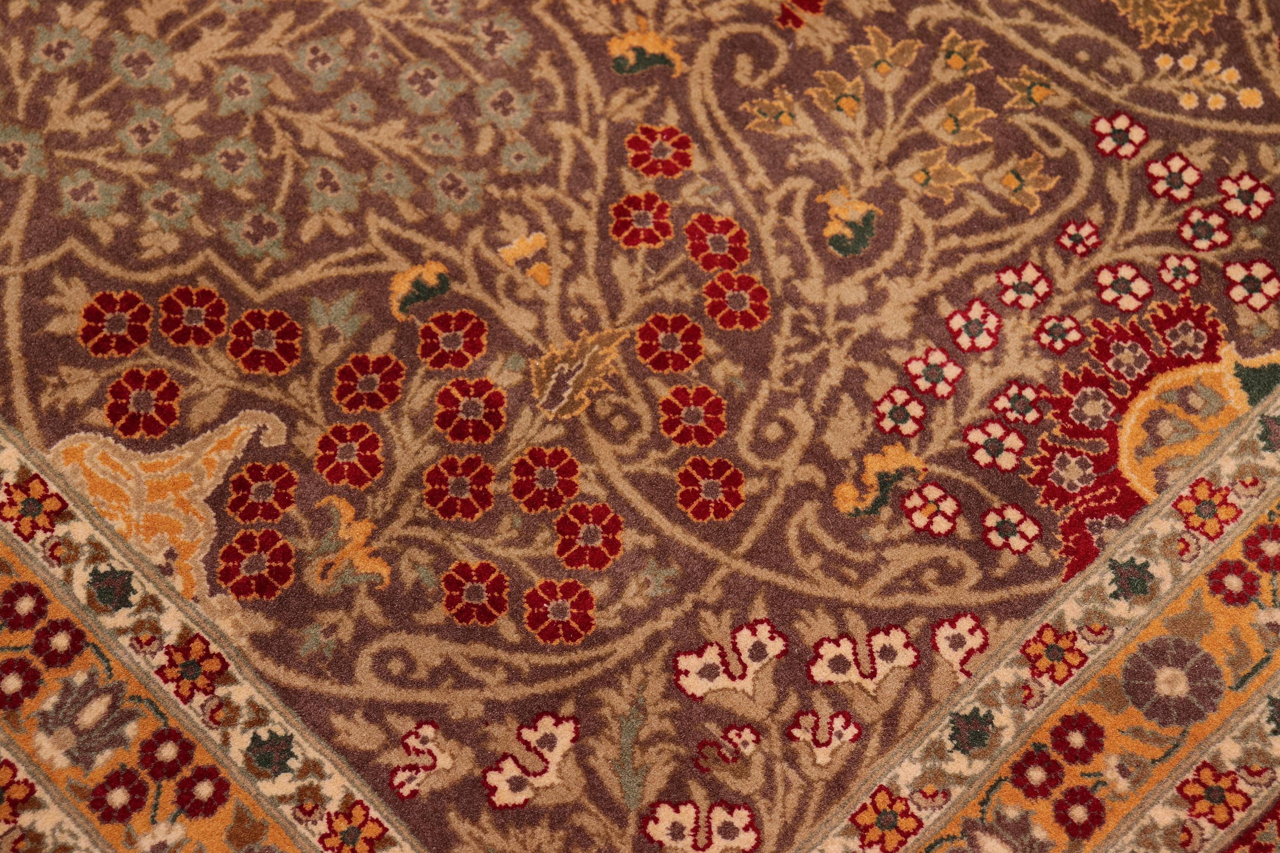 handmade Traditional New Wahid Brown Ivory Hand Knotted RECTANGLE 100% WOOL area rug 9x12