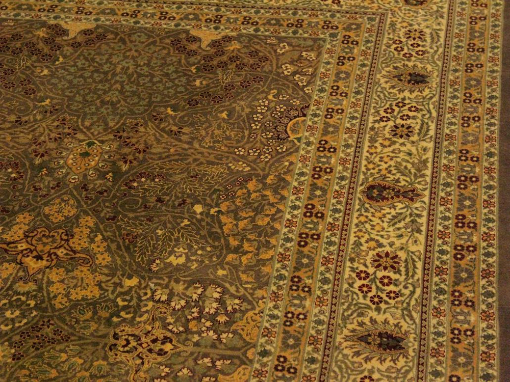 handmade Transitional New Wahid Brown Ivory Hand Knotted RECTANGLE 100% WOOL area rug 9x12