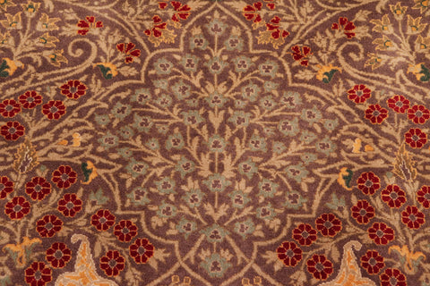 handmade Traditional New Wahid Brown Ivory Hand Knotted RECTANGLE 100% WOOL area rug 9x12