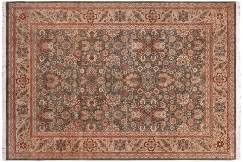 handmade Traditional Mehal Green Tan Hand Knotted RECTANGLE 100% WOOL area rug 9x12
