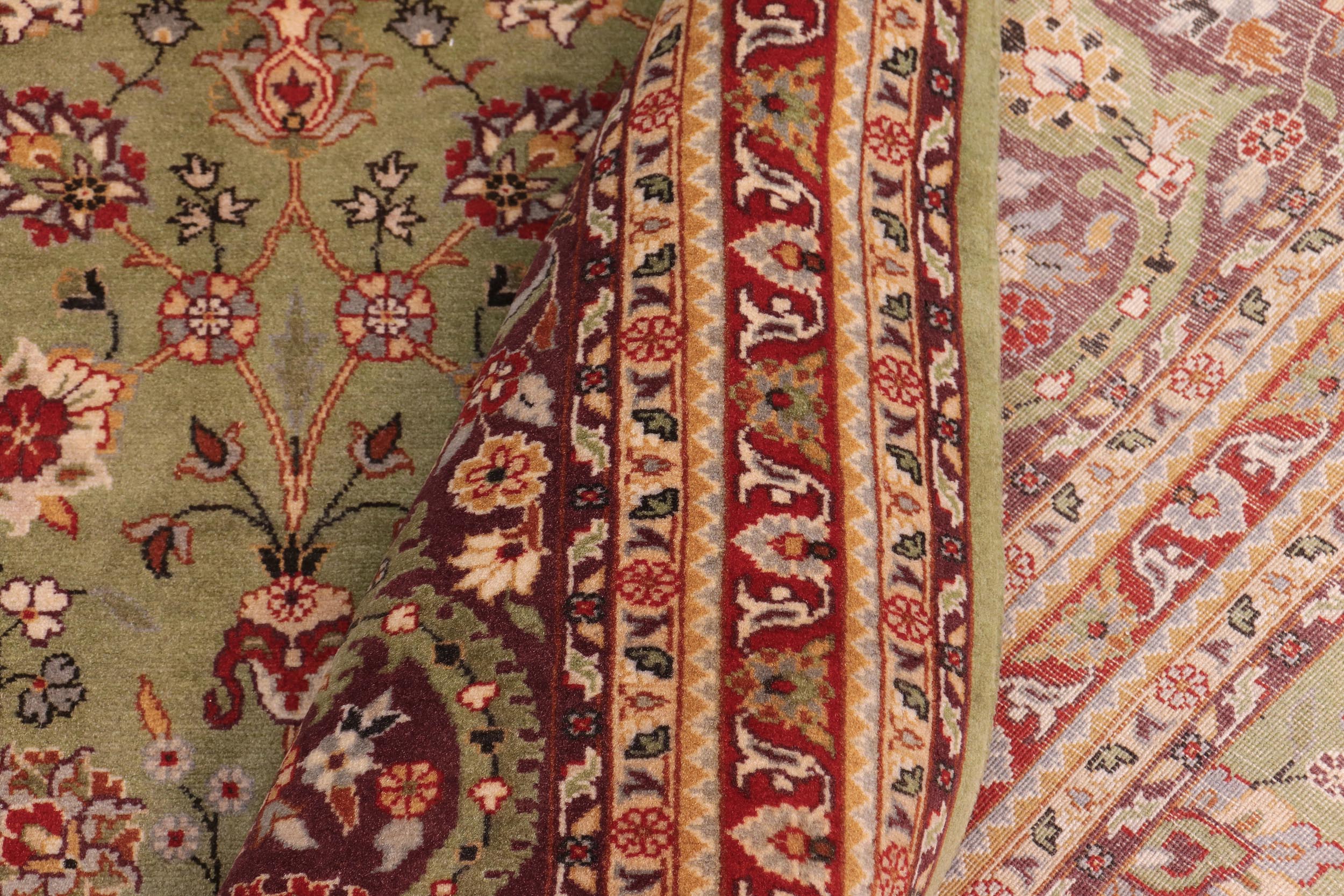 handmade Transitional Regular Green Aubergine Hand Knotted RECTANGLE 100% WOOL area rug 9x11