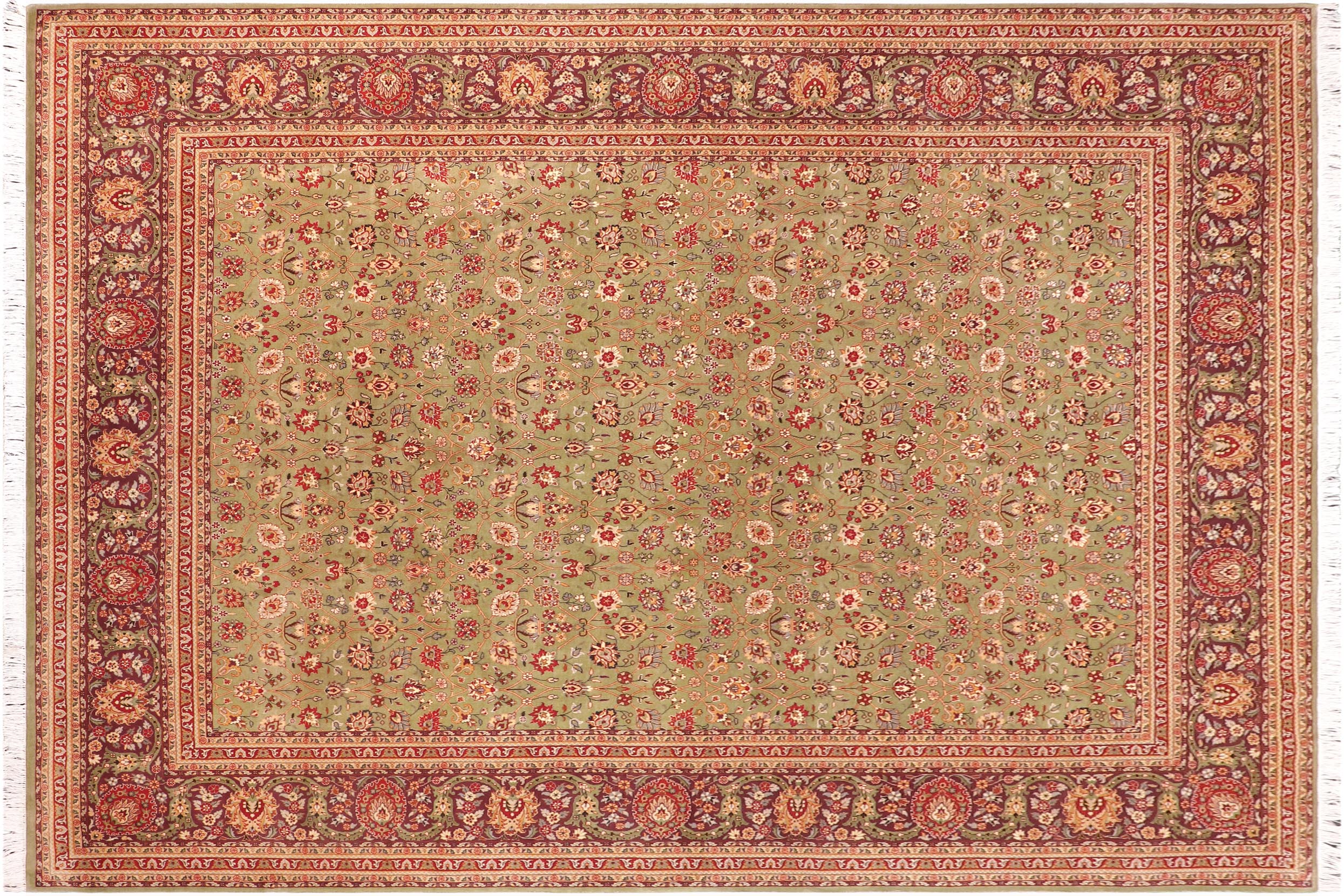 handmade Transitional Regular Green Aubergine Hand Knotted RECTANGLE 100% WOOL area rug 9x11