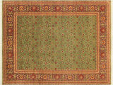 handmade Transitional Regular Green Aubergine Hand Knotted RECTANGLE 100% WOOL area rug 9x11