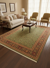 Heritage Ryan Green/Aubergine Wool Rug - 9'1''X11'4''