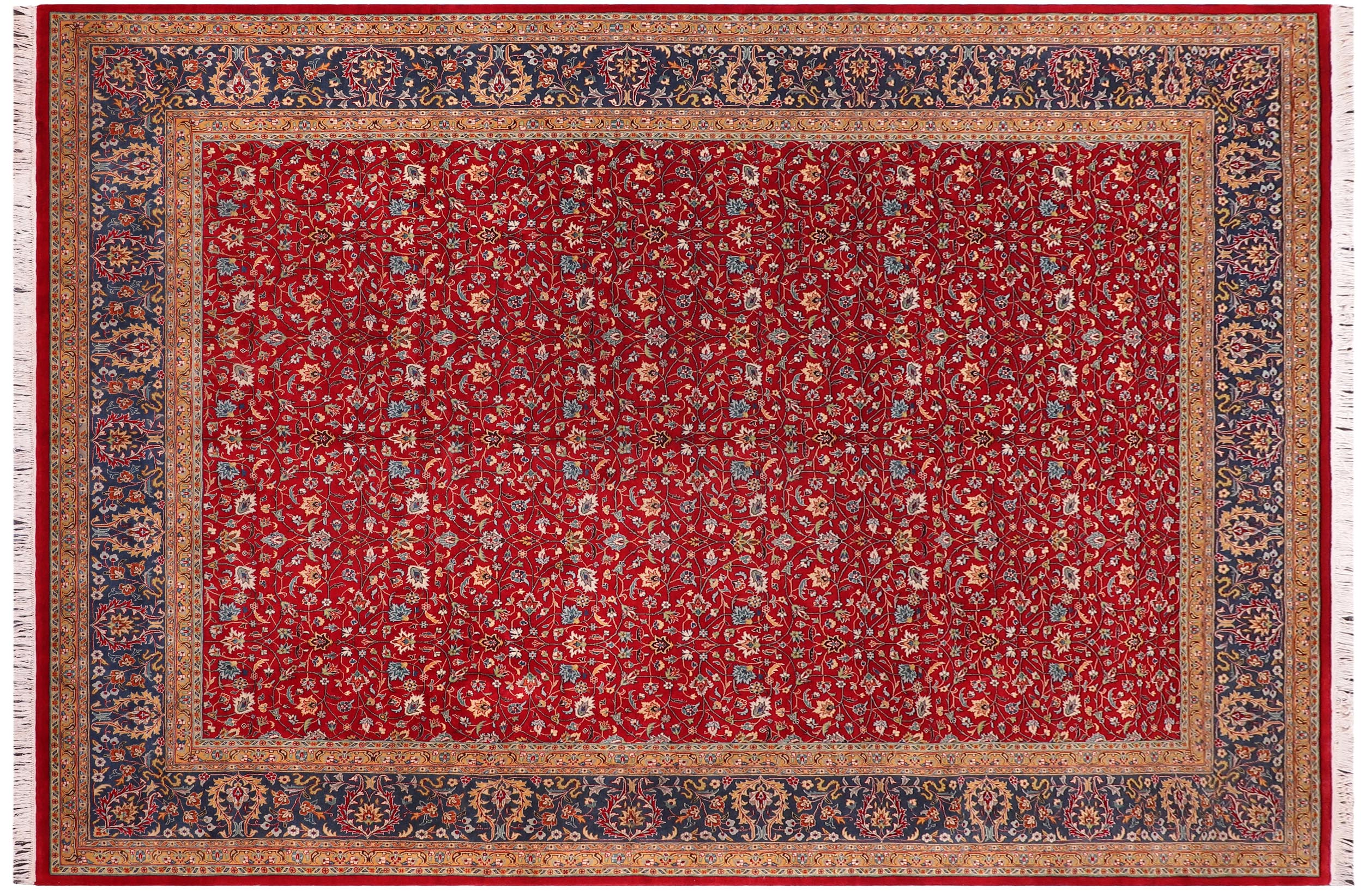 handmade Transitional  Red Teal Hand Knotted RECTANGLE 100% WOOL area rug 9x12