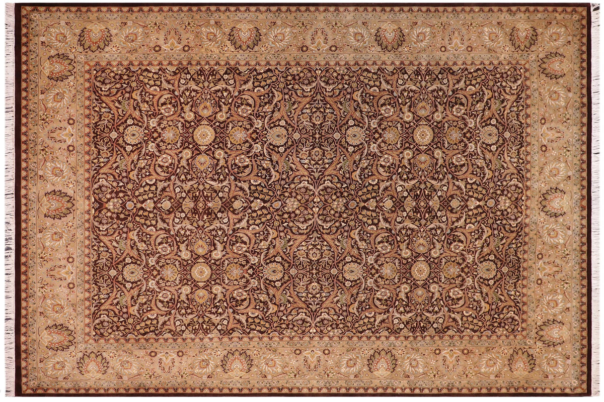 handmade Traditional Veg Dye Brown Tan Hand Knotted RECTANGLE 100% WOOL area rug 9x12