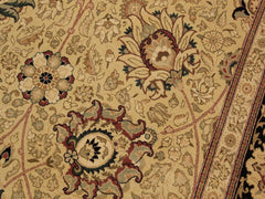 handmade Traditional New Mubashe Beige Black Hand Knotted RECTANGLE 100% WOOL area rug 9x13