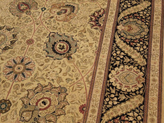 handmade Traditional New Mubashe Beige Black Hand Knotted RECTANGLE 100% WOOL area rug 9x13