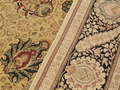 handmade Traditional New Mubashe Beige Black Hand Knotted RECTANGLE 100% WOOL area rug 9x13