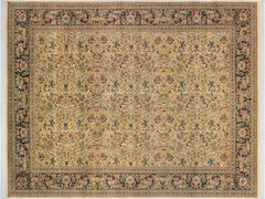 handmade Traditional Sukhan Ivory Black Hand Knotted RECTANGLE 100% WOOL area rug 9x12