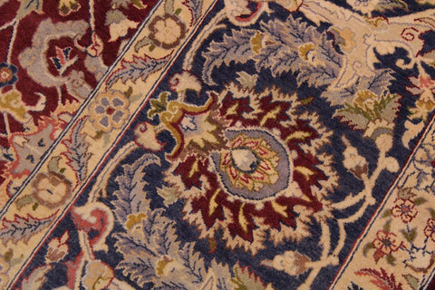 Vintage Agra Haydee Maroon/Blue Wool Rug - 9'1''X12'2''