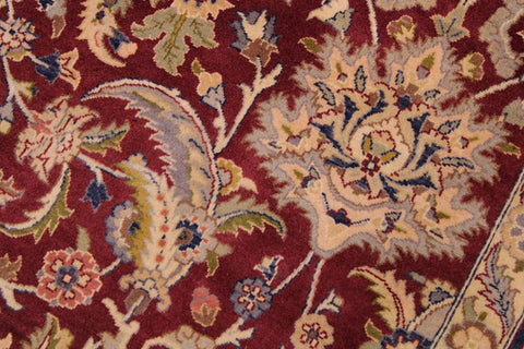 Vintage Agra Haydee Maroon/Blue Wool Rug - 9'1''X12'2''