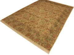 handmade Traditional Irfan Beige Gray Hand Knotted RECTANGLE 100% WOOL area rug 9x13