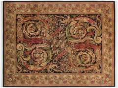 handmade Traditional Chand Black Beige Hand Knotted RECTANGLE 100% WOOL area rug 9x11