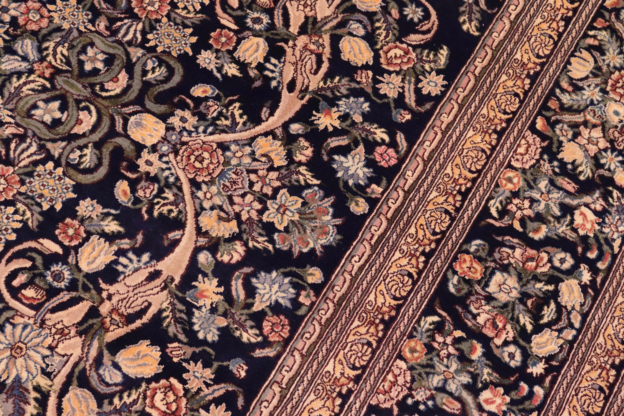 handmade Traditional Tamour Blue Gold Hand Knotted RECTANGLE 100% WOOL area rug 9x12