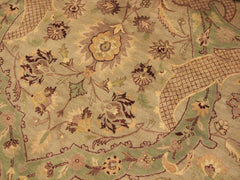 handmade Transitional Agra #2 Taupe Green Hand Knotted RECTANGLE 100% WOOL area rug 9x12