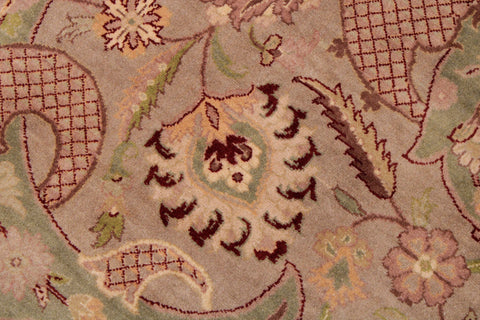 handmade Traditional Agra #2 Taupe Green Hand Knotted RECTANGLE 100% WOOL area rug 9x12