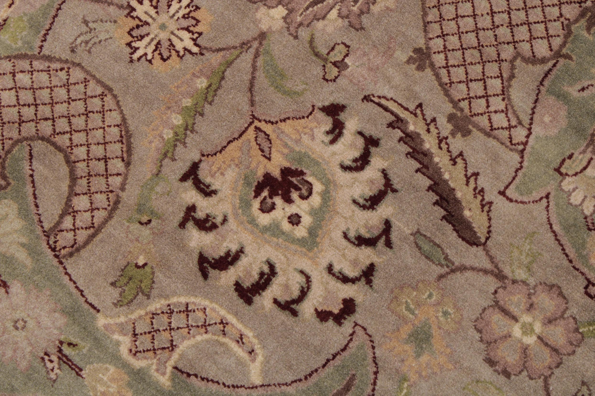 handmade Traditional Agra #2 Taupe Green Hand Knotted RECTANGLE 100% WOOL area rug 9x12