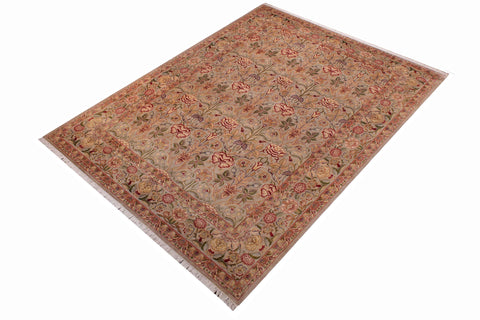 handmade Transitional Lily Taupe Red Hand Knotted RECTANGLE 100% WOOL area rug 9x12