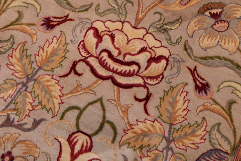 handmade Transitional Lily Taupe Red Hand Knotted RECTANGLE 100% WOOL area rug 9x12