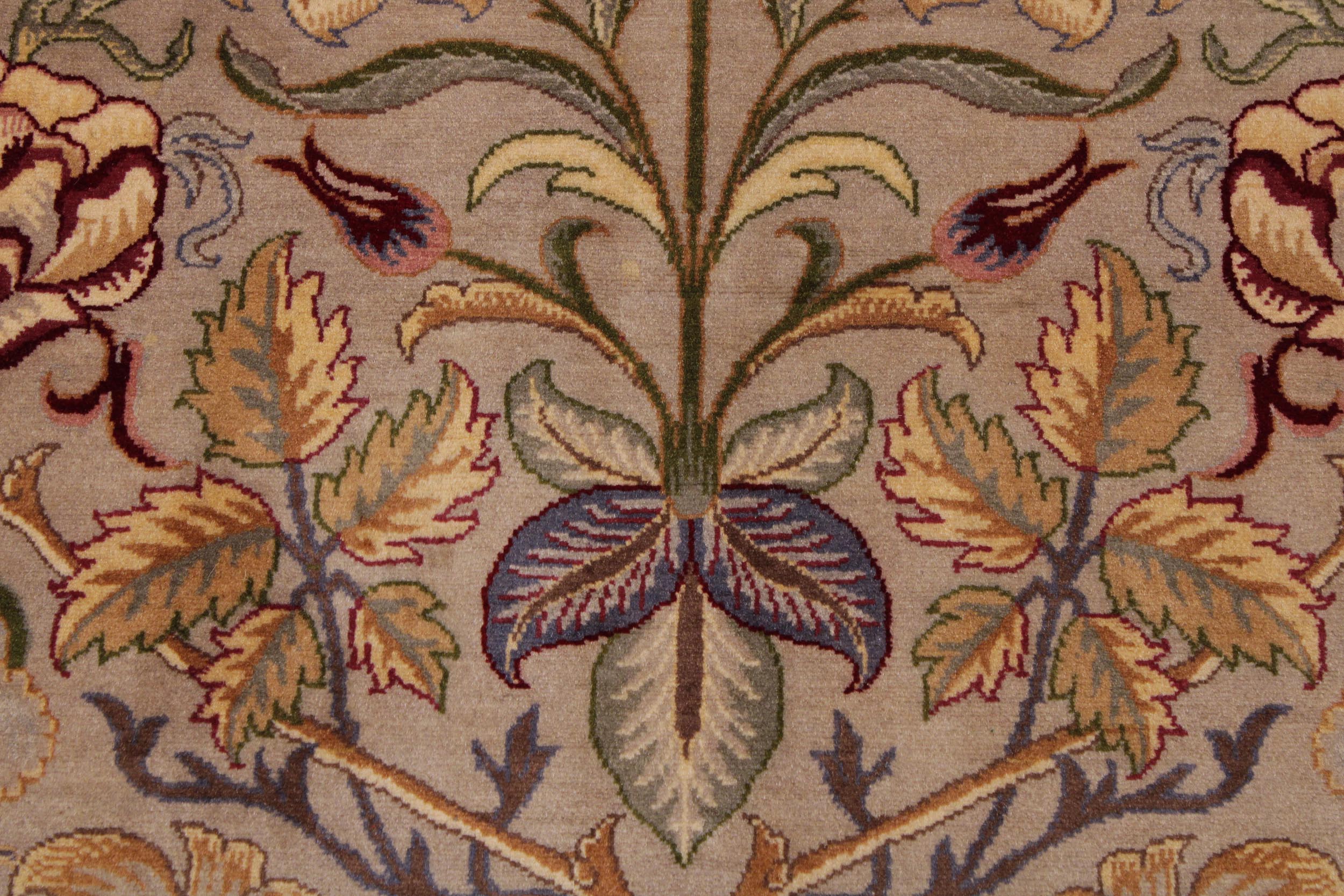 handmade Transitional Lily Taupe Red Hand Knotted RECTANGLE 100% WOOL area rug 9x12