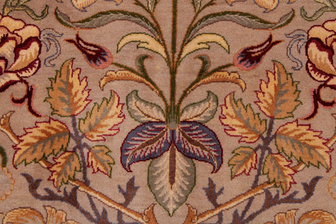 handmade Transitional Lily Taupe Red Hand Knotted RECTANGLE 100% WOOL area rug 9x12