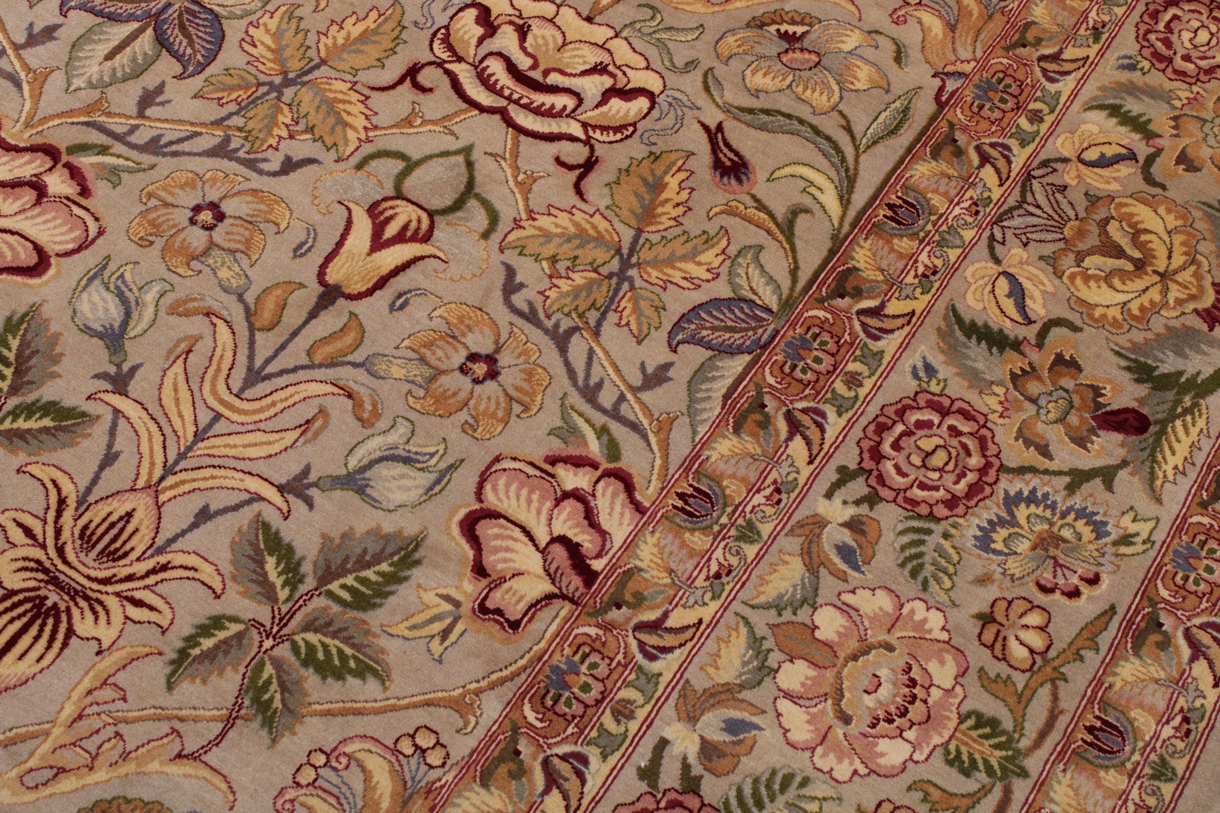 handmade Transitional Lily Taupe Red Hand Knotted RECTANGLE 100% WOOL area rug 9x12