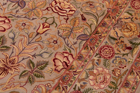 handmade Transitional Lily Taupe Red Hand Knotted RECTANGLE 100% WOOL area rug 9x12