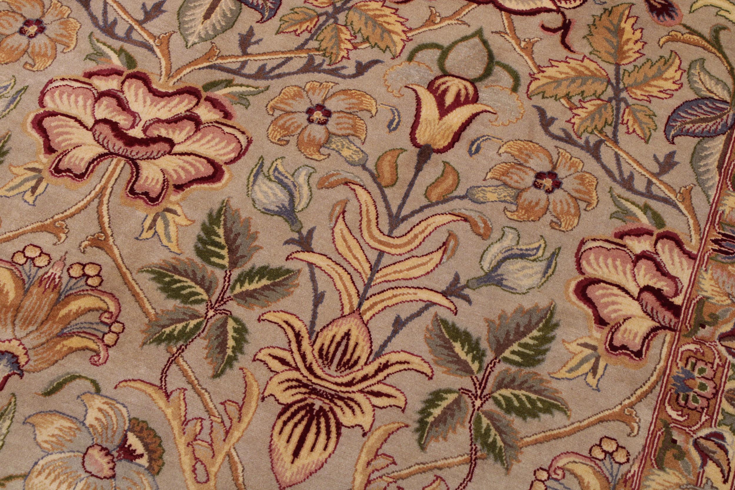 handmade Transitional Lily Taupe Red Hand Knotted RECTANGLE 100% WOOL area rug 9x12