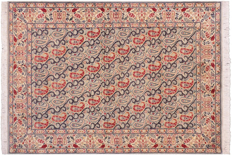 handmade Transitional Guhm Blue Beige Hand Knotted RECTANGLE 100% WOOL area rug 5x7